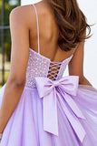 Sparkly Lilac Corset Short Tulle A Line Homecoming Dress