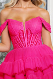 Corset Pink Tulle Short A Line Homecoming Dress with Appliques
