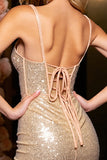Sparkly Golden Corset Bodycon Sequin Short Homecoming Dress