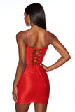Orange Bodycon Satin Square Neck Short Homecoming Dress