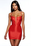 Orange Satin Corset Bodycon Spaghetti Straps Short Homecoming Dress