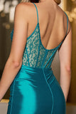 Sparkly Peacock Green Corset Satin Short Homecoming Dress