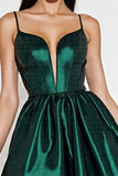 Corset Dark Green Satin A Line Short Homecoming Dress