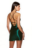 Dark Green Satin Corset A Line Short Homecoming Dress