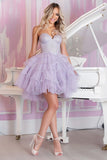 Sparkly Lilac A Line Beaded Tulle Short Homecoming Dress