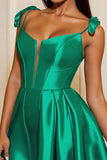 Dark Green Satin A Line Corset Short Homecoming Dress