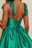 Dark Green Satin A Line Corset Short Homecoming Dress