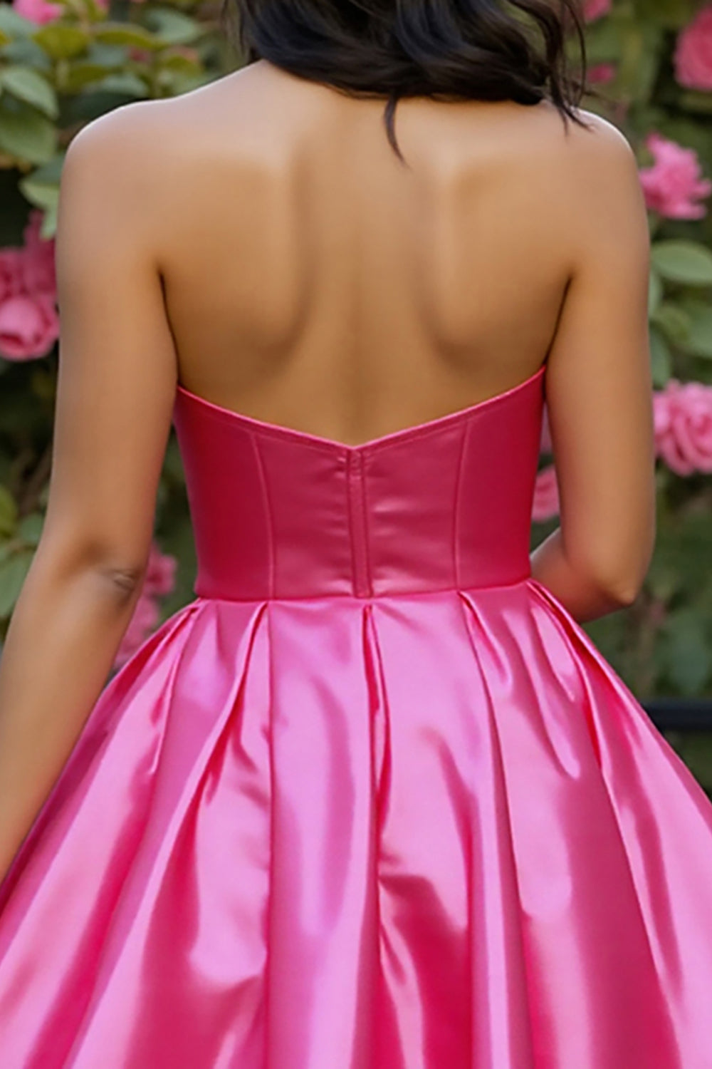 Sparkly Fuchsia Corset Satin A Line Short Homecoming Dress with Beading