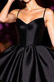 Black Corset A Line Satin Short Homecoming Dress