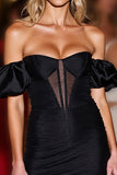 Black Corset Tight Short Homecoming Dress with Sleeves