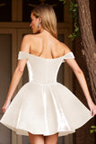 White Corset Deep V-Neck A Line Short Homecoming Dress