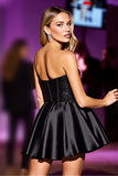 Sparkly Black Sequin Corset Strapless Short Homecoming Dress