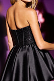 Sparkly Black Sequin Corset Strapless Short Homecoming Dress