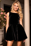 Black Velvet A Line Short Homecoming Dress
