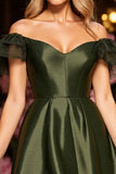 Army Green Corset Satin Short Homecoming Dress with Ruffles