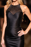 Sparkly Black Corset Halter Tight Short Homecoming Dress