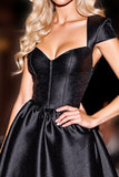 Black Corset Satin Cap Sleeves Short Homecoming Dress