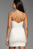 Ivory Corset Tight Satin Short Homecoming Dress