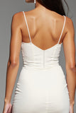 Ivory Corset Tight Satin Short Homecoming Dress