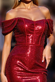 Saprkly Dark Red Corset Tight Sequins Short Homecoming Dress