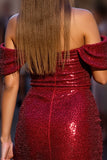 Saprkly Dark Red Corset Tight Sequins Short Homecoming Dress