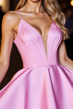 Pink Corset Satin Spaghetti Straps A Line Short Homecoming Dress