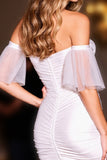 White Tight Corset Off the Shoulder Short Homecoming Dress
