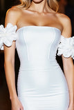 White Tight Corset Ruffled Satin Short Homecoming Dress
