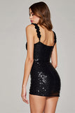 Sparkly Black Sequin Tight Short Homecoming Dress