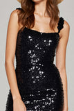 Sparkly Black Sequin Tight Short Homecoming Dress