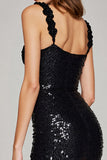 Sparkly Black Sequin Tight Short Homecoming Dress