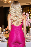 Fuchsia Corset Bodycon Short Homecoming Dress with Appliques