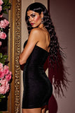 Black Satin Strapless Bodycon Short Homecoming Dress