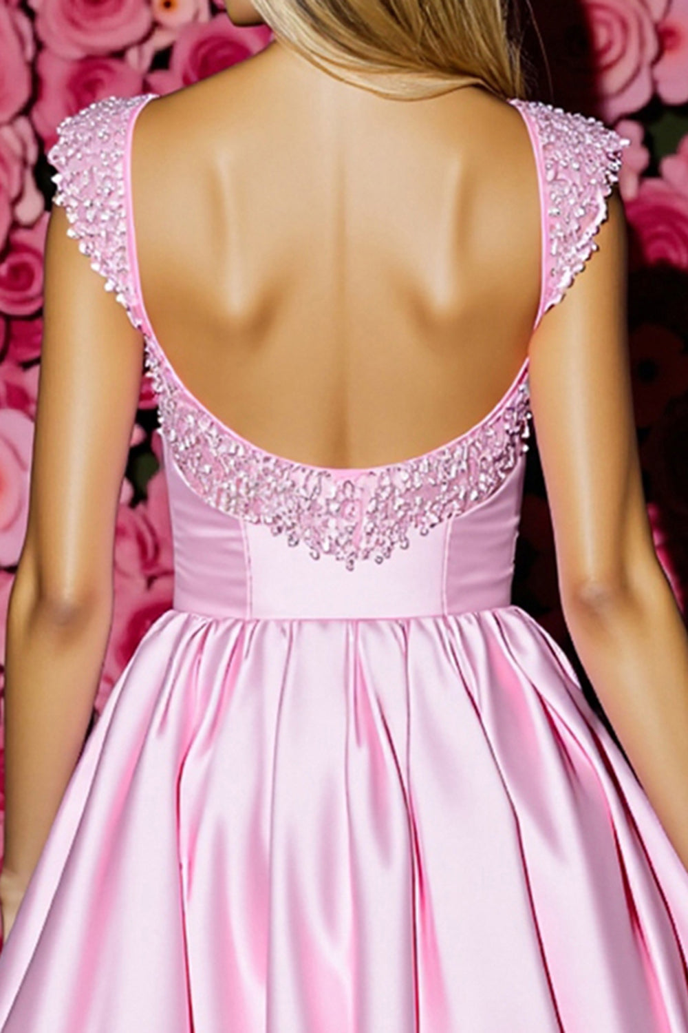 Sparkly Pink Corset Satin Short Homecoming Dress with Bow