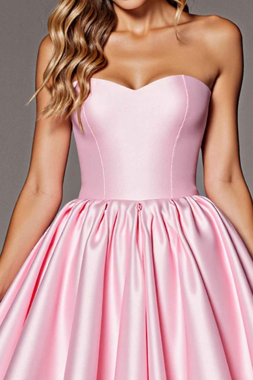 Pink Corset A Line Satin Short Homecoming Dress with Bow
