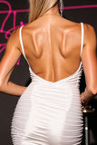 White Satin Bodycon Cut Out Backless Short Homecoming Dress