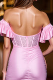 Pink Satin Corset Short Homecoming Dress with Beading