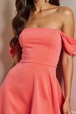 Orange Satin A Line Off the Shoulder Short Homecoming Dress