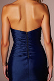 Navy Satin Bodycon Sweetheart Short Homecoming Dress