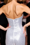 Sparkly Silver Sequin Sweetheart Bodycon Short Homecoming Dress