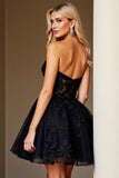 Black Corset Sweetheart Short Lace Homecoming Dress