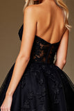 Black Corset Sweetheart Short Lace Homecoming Dress