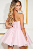 Pink Corset Tulle Sweetheart Short Homecoming Dress