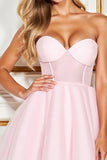 Pink Corset Tulle Sweetheart Short Homecoming Dress