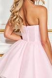 Pink Corset Tulle Sweetheart Short Homecoming Dress