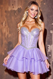 Sparkly Purple Sequin Sweetheart Short Homecoming Dress with Ruffles