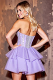 Sparkly Purple Sequin Sweetheart Short Homecoming Dress with Ruffles