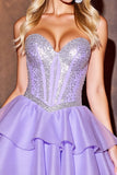 Sparkly Purple Sequin Sweetheart Short Homecoming Dress with Ruffles