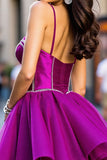 Sparkly Dark Purple Tulle Corset Short Homecoming Dress with Beading
