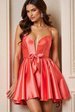 Orange Corset Satin Short Homecoming Dress with Bow